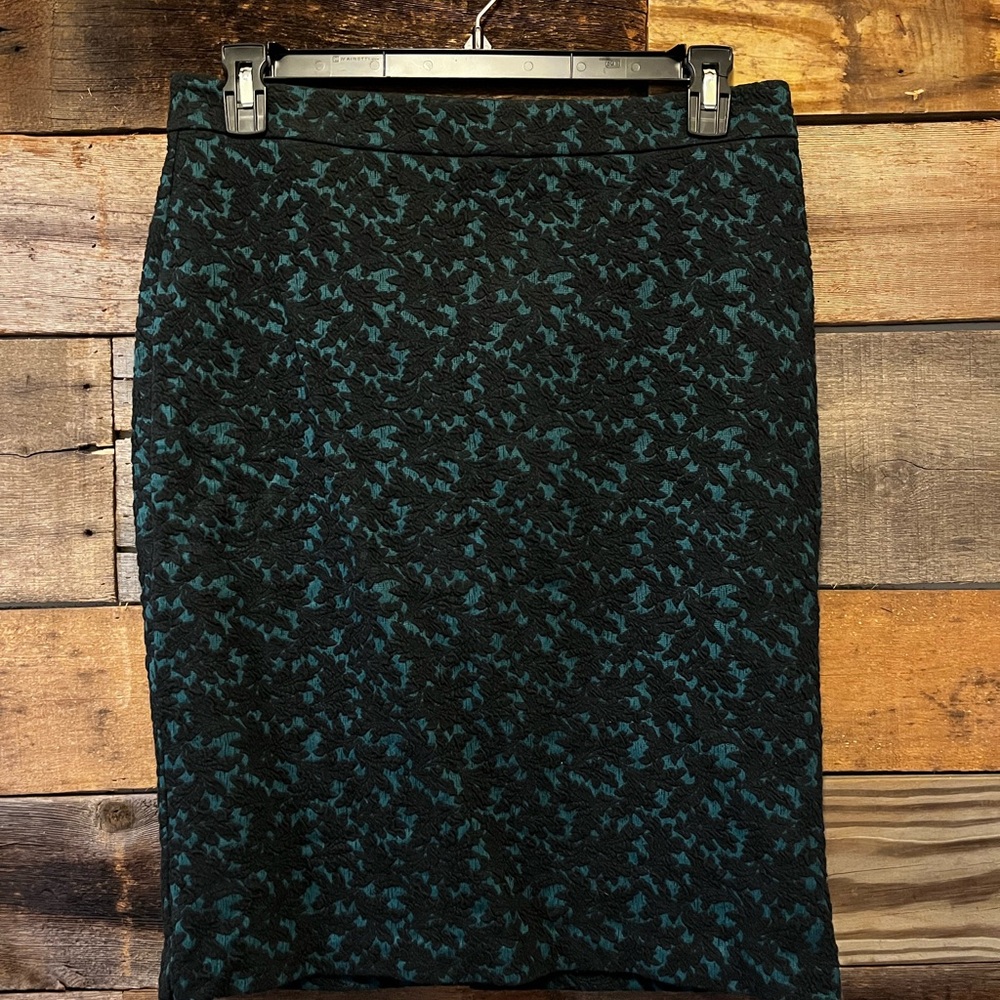 Michael Kors Black & Dark Emerald Green Skirt | Holiday/Christmas | Large NWT